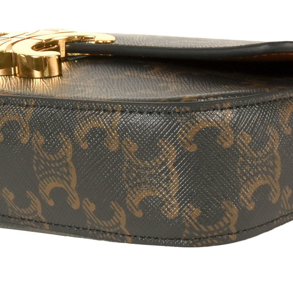 Celine Triomphe One-Shoulder Bag Canvas Leather Black - Picture 4 of 7